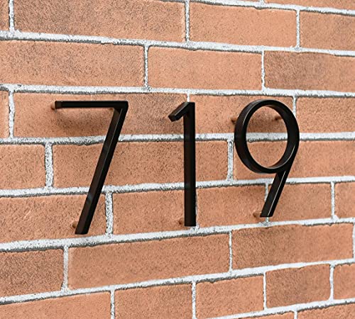 5" Stainless Steel Floating House Number, Metal Modern House Numbers, Garden Door Mailbox Decor Number with Nail Kit, Coated Black, 911 Visibility Signage (2)