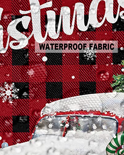 Christmas Outdoor Pillow Cover 16x16 Inch Cushion Sham Case,Red Plaid Gnome Truck Winter Snowflake Xmas Tree Waterproof Decorative Square Throw Pillowcase for Garden Patio Porch Couch Chair Tent