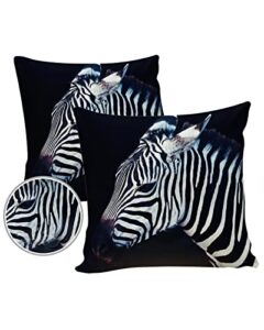 outdoor waterproof pillow covers for patio furniture zebra black background decorative throw pillow cover wild animal wildlife pillowcases set of 2 cushion case for sofa couch chair 26 x 26 in