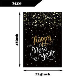 ROCWOHO Happy New Year Decorations Garden Flags Double Sided Burlap Flag Winter Holiday Party Yard Outdoor Decoration 12.5 x 18 Inch