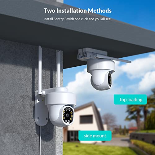 NETVUE Outdoor Security Surveillance Camera- 2.4G WiFi 360° View Pan Tilt Camera, Compatible with Alexa, Two-Way Audio, Color Night Vision, Floodlights, Digital Zoom Camera & Smart Motion Detection