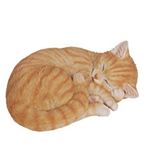 Hi-Line Gift Ltd Lying Cat Sleeping Tabby Statue, Orange