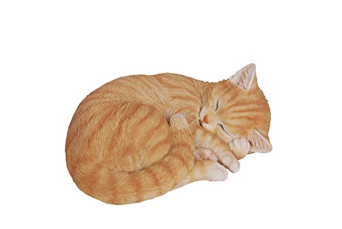 Hi-Line Gift Ltd Lying Cat Sleeping Tabby Statue, Orange