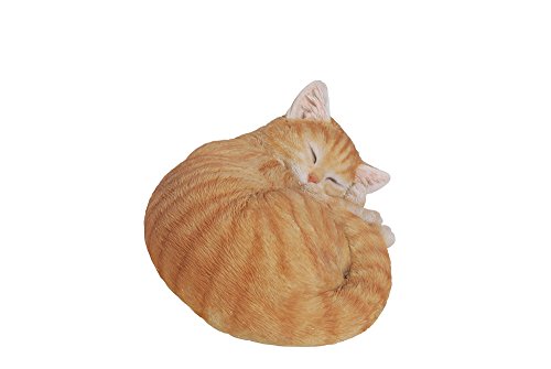 Hi-Line Gift Ltd Lying Cat Sleeping Tabby Statue, Orange