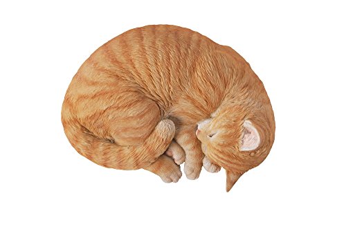 Hi-Line Gift Ltd Lying Cat Sleeping Tabby Statue, Orange