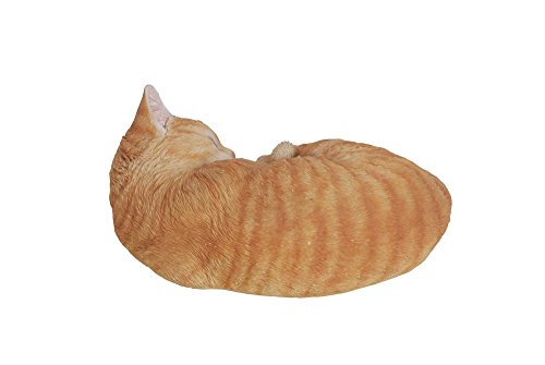 Hi-Line Gift Ltd Lying Cat Sleeping Tabby Statue, Orange