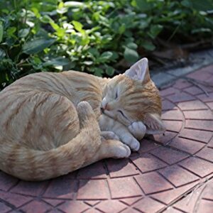 Hi-Line Gift Ltd Lying Cat Sleeping Tabby Statue, Orange