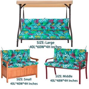 Zacammy Swing Replacement Seat Cushions, 2-3 Seater Bench Cushions for Outdoor Furnitur with Backrest, Garden Recliner Seat Cushions Waterproof Sofa Pads (Green Flowers 60x40in)