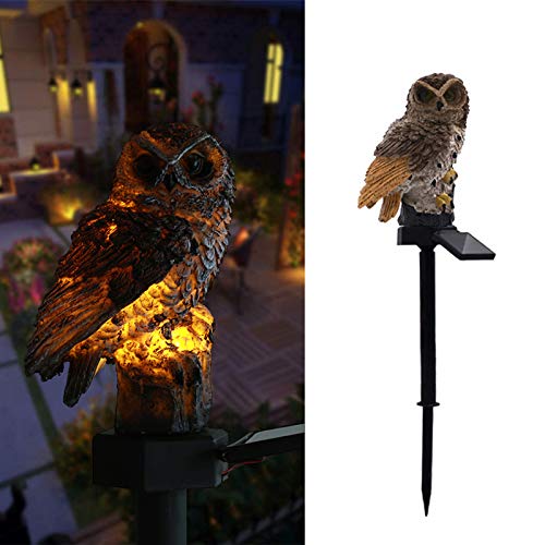 Owl Solar LED Light Garden Solar Light Outdoor Decoration Resin Pile Garden Lawn Path Yard Decoration (Brown)