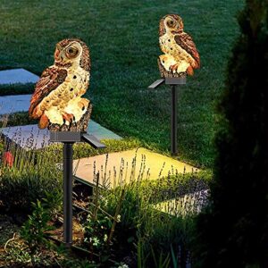 Owl Solar LED Light Garden Solar Light Outdoor Decoration Resin Pile Garden Lawn Path Yard Decoration (Brown)