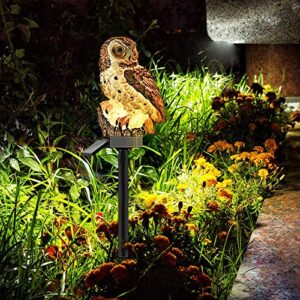 Owl Solar LED Light Garden Solar Light Outdoor Decoration Resin Pile Garden Lawn Path Yard Decoration (Brown)