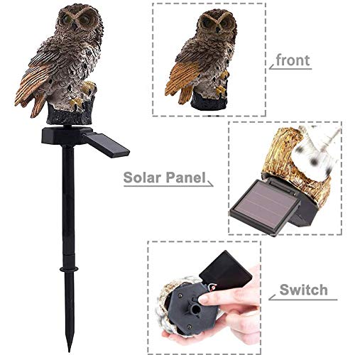 Owl Solar LED Light Garden Solar Light Outdoor Decoration Resin Pile Garden Lawn Path Yard Decoration (Brown)