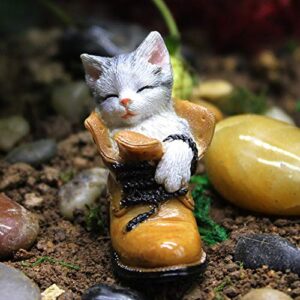 Danmu 1Pc of Polyresin Small Sleeping Kitten Miniature Figurines, Fairy Garden Accessories, Fairy Garden Supplies, Fairy Garden Animals for Fairy Garden, Bonsai Craft Decor 1 4/5" x 1 1/10" x 1 3/5"