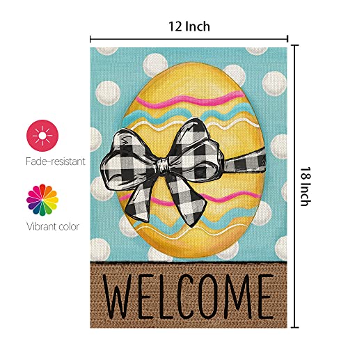 CROWNED BEAUTY Easter Egg Garden Flag 12x18 Inch Double Sided for Outside Burlap Small Polka Dots Yard Holiday Decoration CF709-12