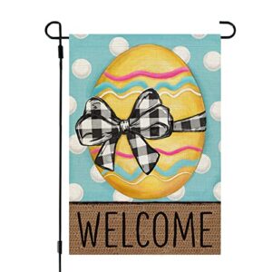 crowned beauty easter egg garden flag 12×18 inch double sided for outside burlap small polka dots yard holiday decoration cf709-12