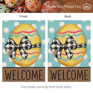 CROWNED BEAUTY Easter Egg Garden Flag 12x18 Inch Double Sided for Outside Burlap Small Polka Dots Yard Holiday Decoration CF709-12