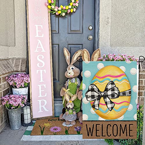 CROWNED BEAUTY Easter Egg Garden Flag 12x18 Inch Double Sided for Outside Burlap Small Polka Dots Yard Holiday Decoration CF709-12