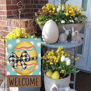 CROWNED BEAUTY Easter Egg Garden Flag 12x18 Inch Double Sided for Outside Burlap Small Polka Dots Yard Holiday Decoration CF709-12