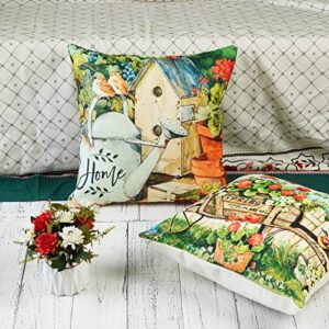 ONWAY Spring Throw Pillow Covers 18x18 Set of 4 Outdoor Floral Pillow Covers for Home Couch Sofa and Patio