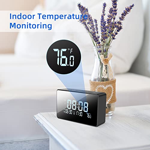 XDL-POWER Hidden Camera Clock 1080p WiFi Spy Camera 3 in 1 Nanny Cam with Night Vision,Dual Alarm Clocks,Room Thermometer,Motion Detection Alert,Loop Recording