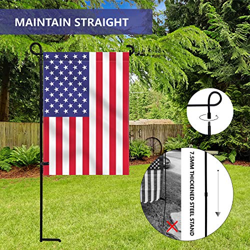 YEAHOME Garden Flag Holder Stand, 6mm Weather-Proof Yard Flag Pole Black Metal Powder-Coated Flagpole with Tiger Clip and Rubber Stopper for Garden Flags Outdoor Decoration