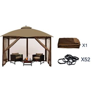 Gazebo Universal Replacement Mosquito Netting – Hugline 10' x 12' Outdoor Mesh Netting Screen 4-Panel Sidewall Curtain with Zipper (Brown)