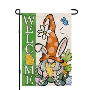 crowned beauty happy easter garden flag gnome welcome 12×18 inch double sided outside vertical holiday yard decor