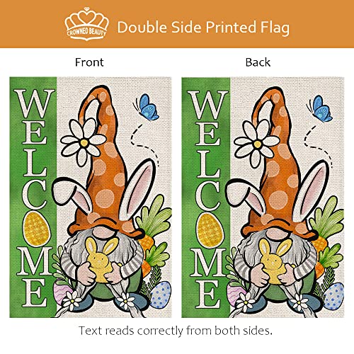 CROWNED BEAUTY Happy Easter Garden Flag Gnome Welcome 12×18 Inch Double Sided Outside Vertical Holiday Yard Decor