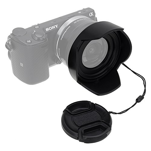 Fotodiox Reversible Lens Hood Kit for Sony E PZ 16-50mm F3.5-5.6 OSS E-Mount Power Zoom Lens, Reversible Tulip Flower Hood w/Cap f/Sony Kit Lenses