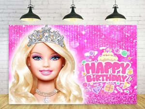 pink backdrops for barbie birthday party decorations supplies barbie baby shower photo background for girl birthday party cake table decorations barbie birthday banner 5x3ft