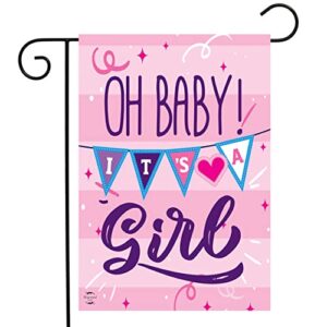 baby girl double-sided garden flag shower birth 12.5″ x 18″ briarwood lane
