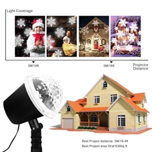 Christmas Projector Lights Outdoor,Snowflake LED Light Projector,Moving Snowflakes Projector Christmas Lights,Waterproof Projector Decorating Stage Light,Indoor Snowfall Holiday Garden Landscape Lamp