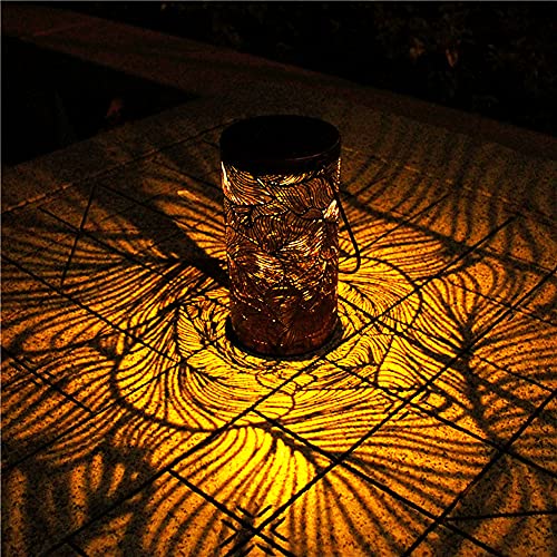 Sanzhi Solar Lantern Hanging, Outdoor Hanging Hollow Leaves Solar Garden Lights Decorative Retro Metal Waterproof Solar Lamp for Patio Yard Pathway Terrace TYN001