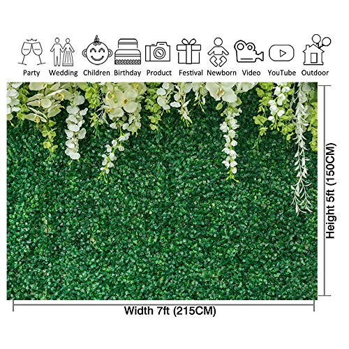 Greenery Backdrop with Flowers Green Leaf White Flower Photo Backdrops Bridal Shower Backdrop for Wedding Backdrops Reception Ceremony Birthday Backdrop 027