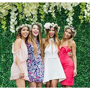 Greenery Backdrop with Flowers Green Leaf White Flower Photo Backdrops Bridal Shower Backdrop for Wedding Backdrops Reception Ceremony Birthday Backdrop 027