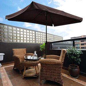 Yescom 10x6.5ft (2x3m) Rectangle Aluminum Outdoor Patio Umbrella with Valance Sunshade Crank Tilt Garden Dark Brown