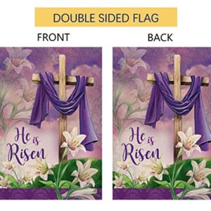 He is Risen Spring Easter Small Garden Flag Vertical Double Sided Burlap Welcome Farmhouse Yard Outdoor Decoration 12 x 18 Inches