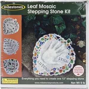 midwest products co. milestones decorative mosaic leaf stepping stone kit for flower beds, gardens, and walkways – 901-11455