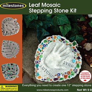 Midwest Products Co. Milestones Decorative Mosaic Leaf Stepping Stone Kit for Flower Beds, Gardens, and Walkways - 901-11455