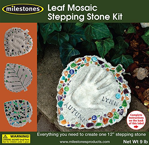 Midwest Products Co. Milestones Decorative Mosaic Leaf Stepping Stone Kit for Flower Beds, Gardens, and Walkways - 901-11455