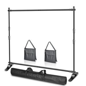 emart 10 x 8ft (w x h) photo backdrop banner stand – adjustable telescopic tube trade show display stand, step and repeat frame stand for professional photography booth background stand kit