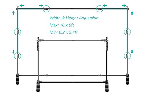 EMART 10 x 8ft (W X H) Photo Backdrop Banner Stand - Adjustable Telescopic Tube Trade Show Display Stand, Step and Repeat Frame Stand for Professional Photography Booth Background Stand Kit