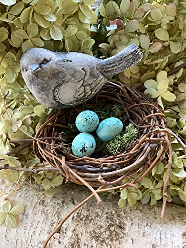 Outdoor Yard Decor, Fairy Garden Accessories, Housewarming Gift for Bird Lovers, Resin Stone Tabletop Figurines Set of 2