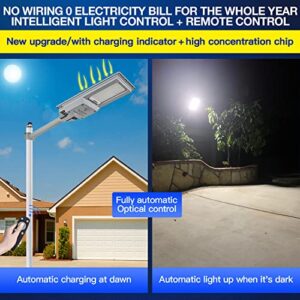 Vikrami 1000W Solar Street Lights Outdoor Waterproof 80000LM, Dusk to Dawn, with Motion Sensor and Remote Control, Suitable for courtyards, Gardens, Streets, Garage, etc. Wall or Pole Mount