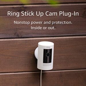 Ring Stick Up Cam Plug-In HD security camera with two-way talk, Works with Alexa – White – 2-Pack