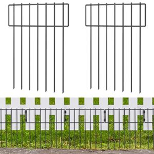 10 pack animal barrier fence, total 16.7 inch(h) x 10.8 ft(l) decorative garden fence, rustproof metal barrier bottom fence, dog rabbits ground stakes defence border fence for garden, yard, t shaped.
