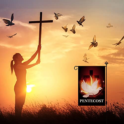 Vohado Pentecost Garden Flag Come Holy Spirit Jute Farmhouse Home Front Yard Sign Outdoor Decoration