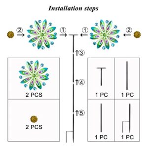 Viveta Kinetic Wind Spinner, 53 inch Outdoor Metal Wind Spinners for Yard and Garden, Double Windmill with Stable Stake