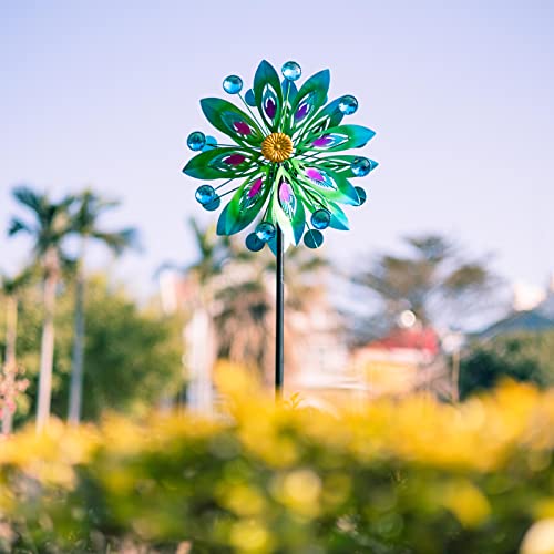 Viveta Kinetic Wind Spinner, 53 inch Outdoor Metal Wind Spinners for Yard and Garden, Double Windmill with Stable Stake