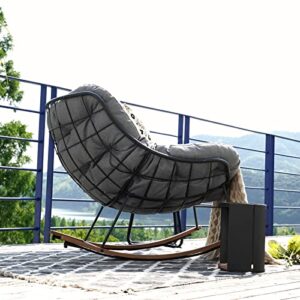 Grand patio Outdoor Rocking Chair, Comfy Modern Steel Rocker Chair with Cushion for Porch, Balcony, Patio, Garden, Yard, Gray